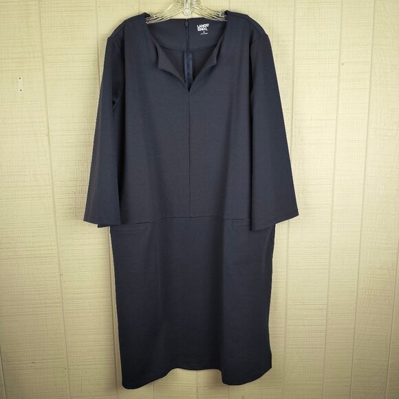 Lands' End Sheath Dress Navy Blue Work Career Ponte Knit - Picture 1 of 5